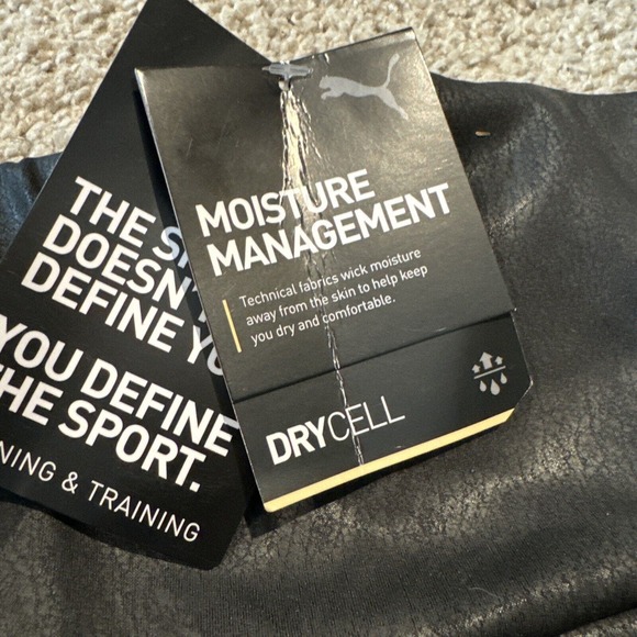 Womens Large 7/8 Puma Tight Fit High Waist Leggings Running Training Pants Black - Picture 5 of 6